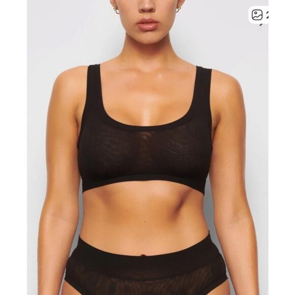 NWOT Skims Summer Mesh Scoop Bralette in Black Onyx, S - Picture 1 of 6